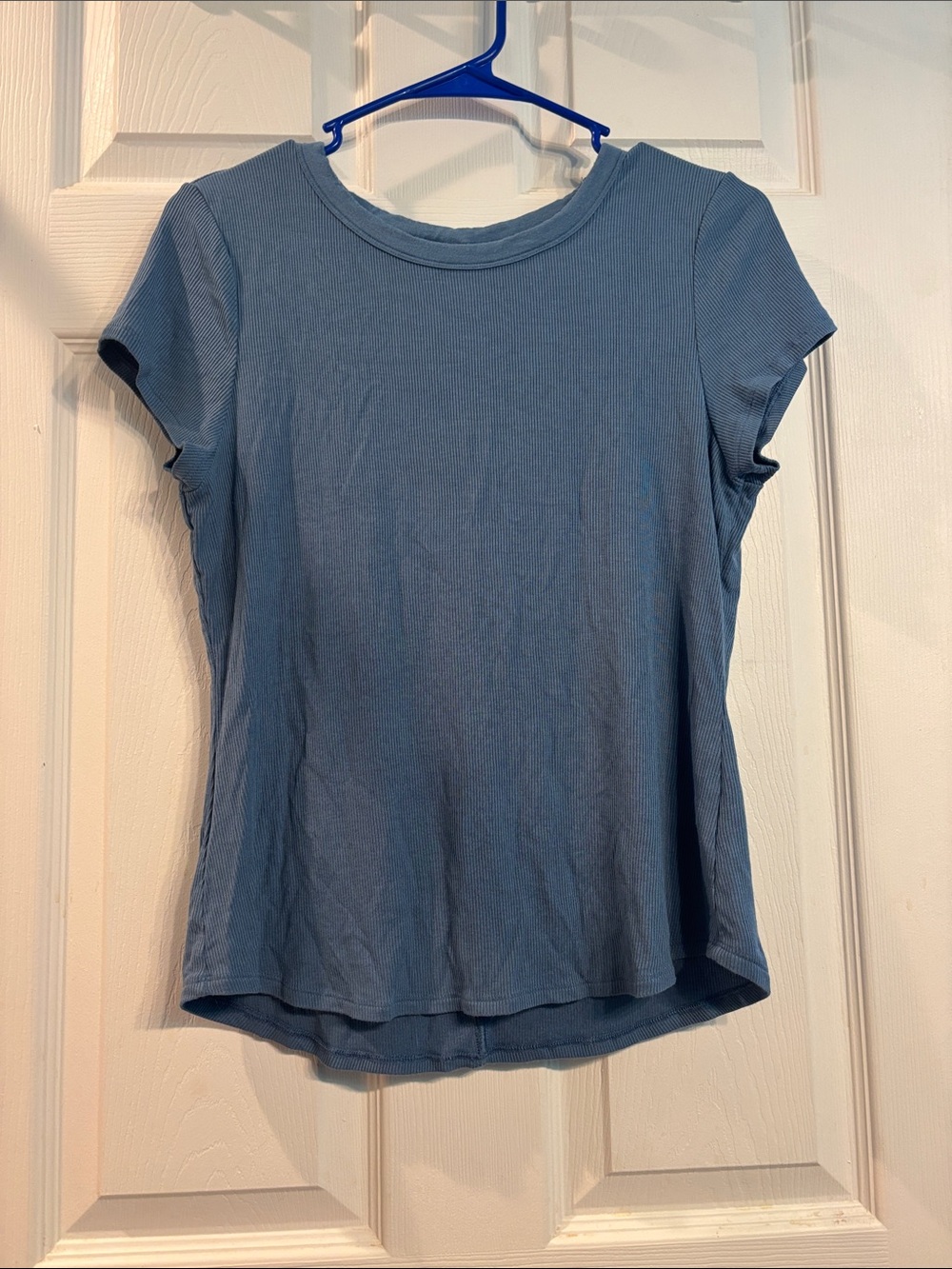 American Eagle Outfitters Dusty Blue Short Sleeve Ribbed Tee